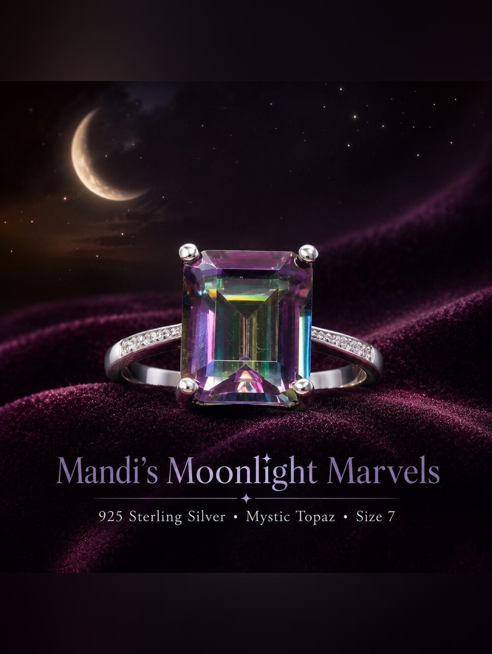 925 Sterling Silver Mystic Topaz Ring  (Size 7)